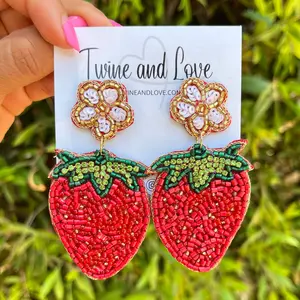 Strawberry Beaded Earrings