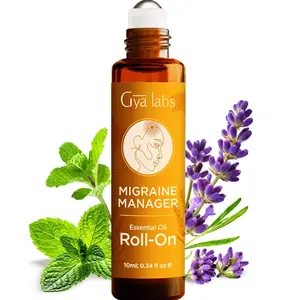 Gya Labs Migraine Support Roll-On for Women & Men - Soothing Peppermint, Spearmint & Lavender Aromatherapy Oil - Travel Size for Head Tension, Relaxation & On-the-Go Calm (0.34 Fl Oz) Mother's Day Gift