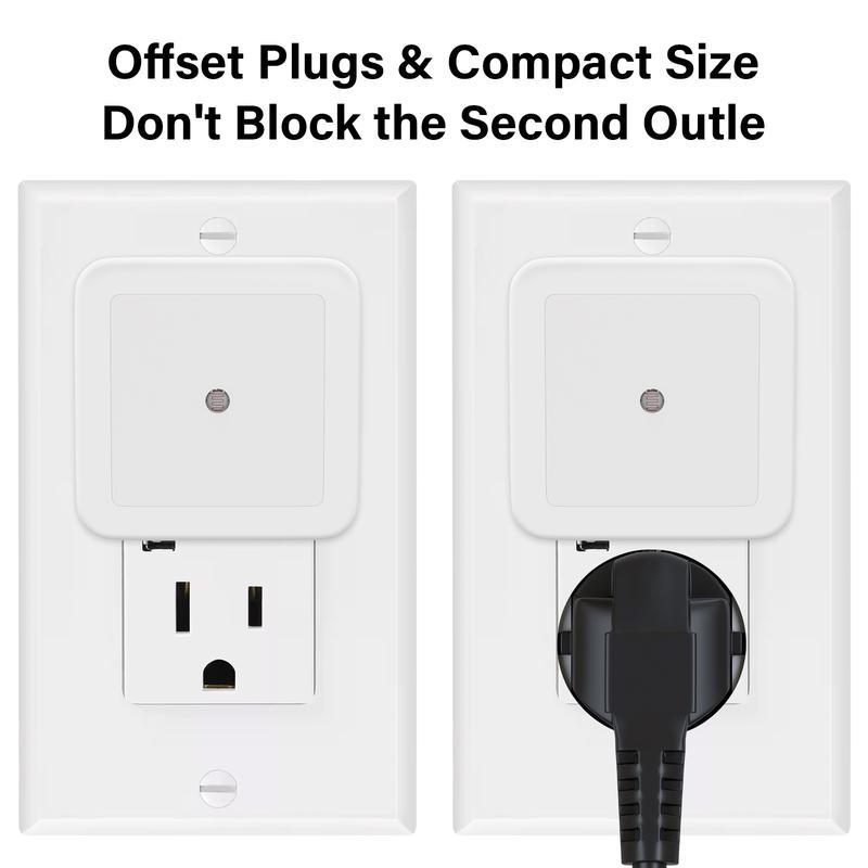 6 Pack Plug-in Night Light with Smart Sensor - Auto On/Off Warm White for Bedroom & Bathroom