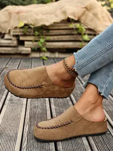 Women's One-Step Loafers, Soft PU Leather, Thick Rubber Sole, All-Season Wear, Casual & Formal, Comfortable Slip-On Shoes