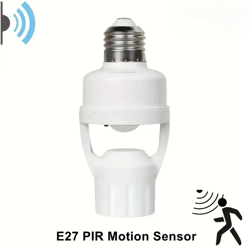 Motion Sensor Light Socket,E26/E27 Smart Lamp Bulb Holder Adapter Auto On/Off Light Control Suitable for Garage Basement Porch Storage Room Indoor Use Only