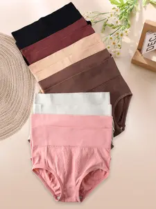 Women's Antibacterial High Waist Panty, High Waist Briefs, Breathable Comfortable Seamless Knicker for Daily Wear, Women's Underwear for All Seasons, High Waisted Briefs