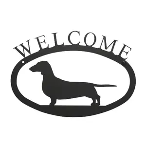 Village Wrought Iron  Welcome Sign-Plaque - Dachsund-Dog