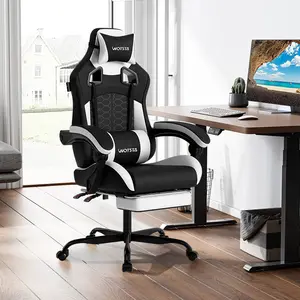 WOTSTA  High-end adult gaming chairwith footrest Tilting computer chair with adjustable height Gaming chair Large and tall gaming chair Ergonomic computer gaming chair for heavy people 300LBS