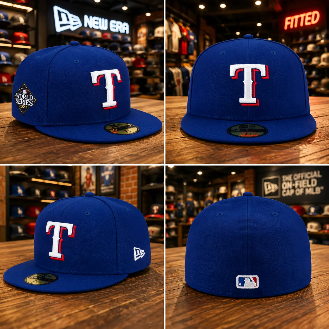 New Era Texas Rangers Royal 59FIFTY Fitted Baseball Cap – 2023 World Series Patch