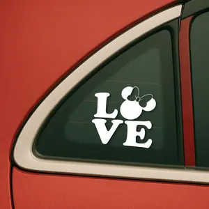 Cartoon Car and Truck Decal ‘Love Minnie with Bow’ for Car or Truck by StickemAll Vinyl Decals for Cars, Trucks, Trailers, Boats, RVs and Golf Carts
