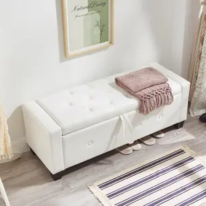 Black PU Leather Storage Ottoman Bench 48*18.1*17in Eucalyptus Solid Wood Plywood Frame Foam Filled 300lbs Load Capacity Plastic Leg Easy Assembly Multi-Purpose Lift-Top Storage Bench for Entryway Bedroom Living Room