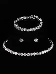 Elegant Minimalist Jewelry Set, Fashion Necklace & Bracelet & Earrings for Party, Daily Decor, Trendy All-match & Exquisite Jewelry for Birthday Gift, Matching Jewelry Set