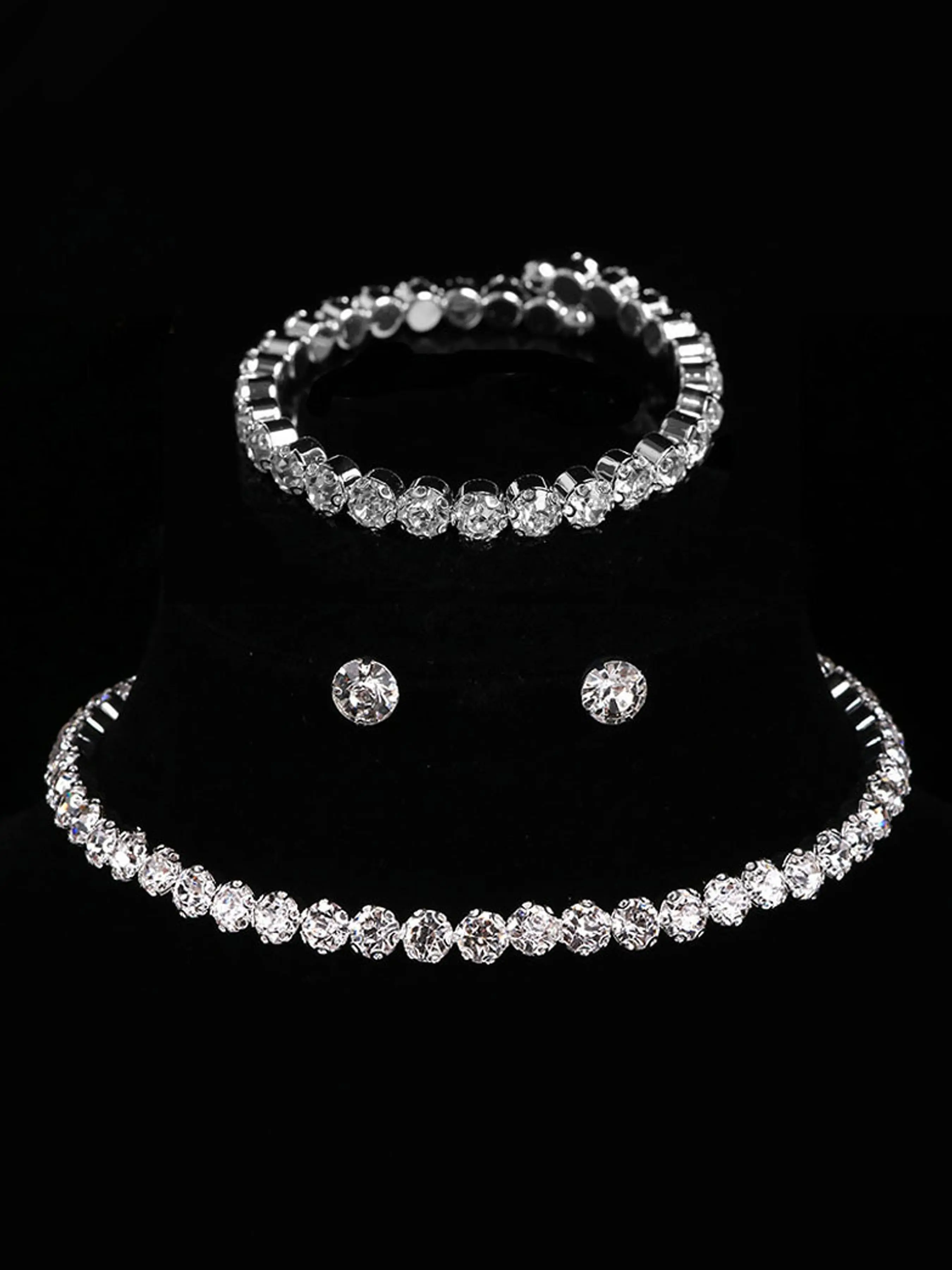 Elegant Minimalist Jewelry Set, Complete Accessories Set, Fashion Necklace & Bracelet & Earrings for Party, Daily Decor, Trendy All-match & Exquisite Jewelry for Birthday Gift, Matching Jewelry Set, Fashionable Jewelry Set