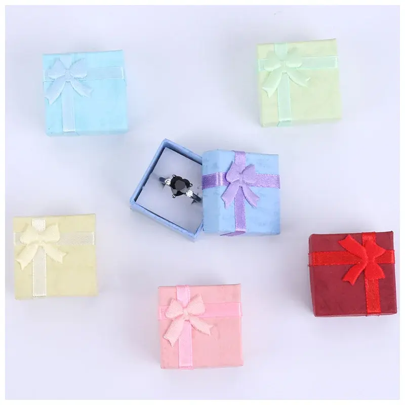 12pcs Paper Box Jewelry Packaging Box Multi-color Earrings Ring Box Jewelry Gift Holder 4*4*3CM