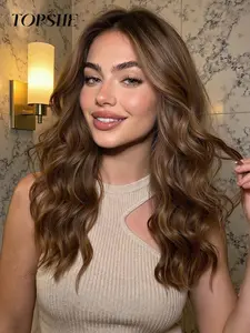 Topshe Long Curly Dye Wig, Pre Styled Wig, Natural Looking Parting, Comfortable Fit, Suitable for All Occasions, Functional Hairpiece, Hair Replacement Wigs