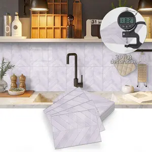 Seamless Splicing Self-Adhesive Tile Stickers, Herringbone Geometric Patterns, Strong Adhesion, No Residue, Ideal for Kitchen & Bathroom Decor, Kitchen Bathroom Decoration