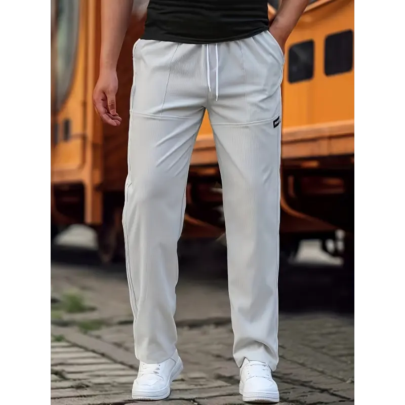 Lightweight Solid Color 5pcs Men's Casual Straight Leg Pants - Regular Fit for Golf & Running - Spring/Summer Work Trousers
