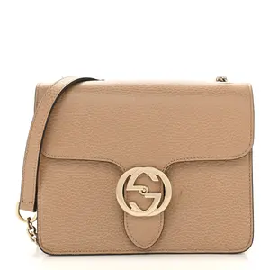 Pre-owned GUCCI Leather Shoulder Bags Dollar Calfskin Small Interlocking G Shoulder Bag Camelia