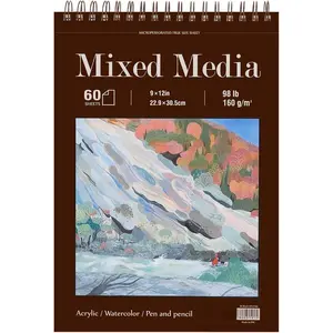 Mixed Media Sketchbook 9" x 12" - Multimedia Sketchbook Hardcover, Spiral Bound, 60 Sheets 98lb/160gsm Mixed Media Paper, Watercolor Sketchbooks for Artist Supplies, Painting, Drawing & Art Supplies.