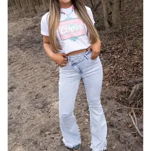 Lucy Asymmetrical Distressed Flare Jeans