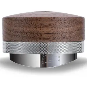 54mm Espresso Distribution Tool Walnut Coffee Distributor Adjustable Depth Stainless Steel Espresso Leveler Compatible with Breville Espresso Machines