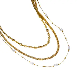 Women's Shell Twin Bead Necklace