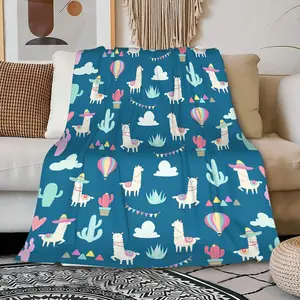 Alpaca Llama Blanket Super Soft Cozy Cute Llama Blankets Llama Gifts for Women Llama Cactus Decor for Couch Bed Lightweight and Durable 40"x50"for Kids/Child