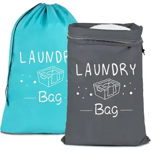2 Pack Extra Large Travel Laundry Bags, Heavy Duty Camp Laundry Bag, Rip-Stop Machine Washable Dirty Clothes Organizer Bag with Drawstring Closure
