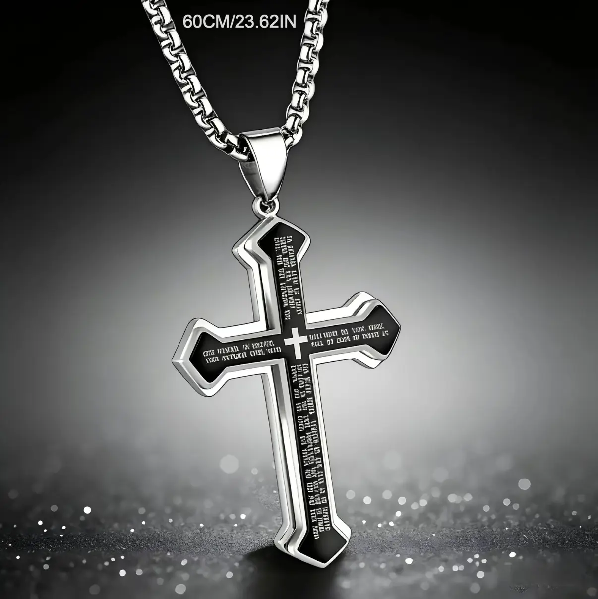 Stainless Steel Cross Pendant Necklace, Christian cross pendant with 24-inch chain, cross necklace jewelry gifts, Easter gift men