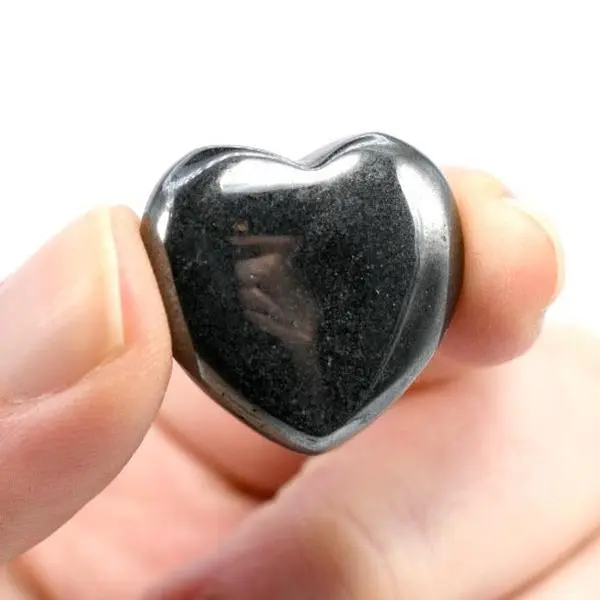 ONE 1" Hematite Crystal Heart