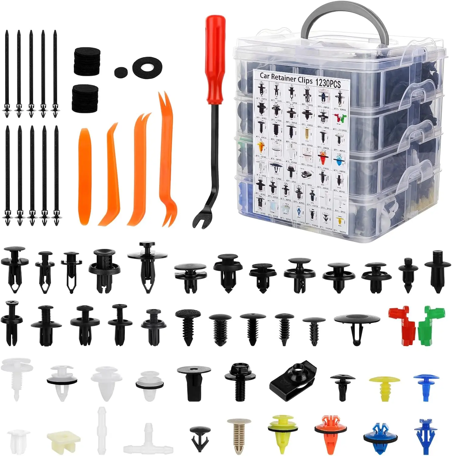 1365Pcs Car Push Retainer Clips Body Clips Plastic Fasteners Kit Fender Rivet Clips 44 Most Popular Sizes Nylon Auto Push Pin Rivets Set for Toyota GM Ford Honda Acura Chrysler,red