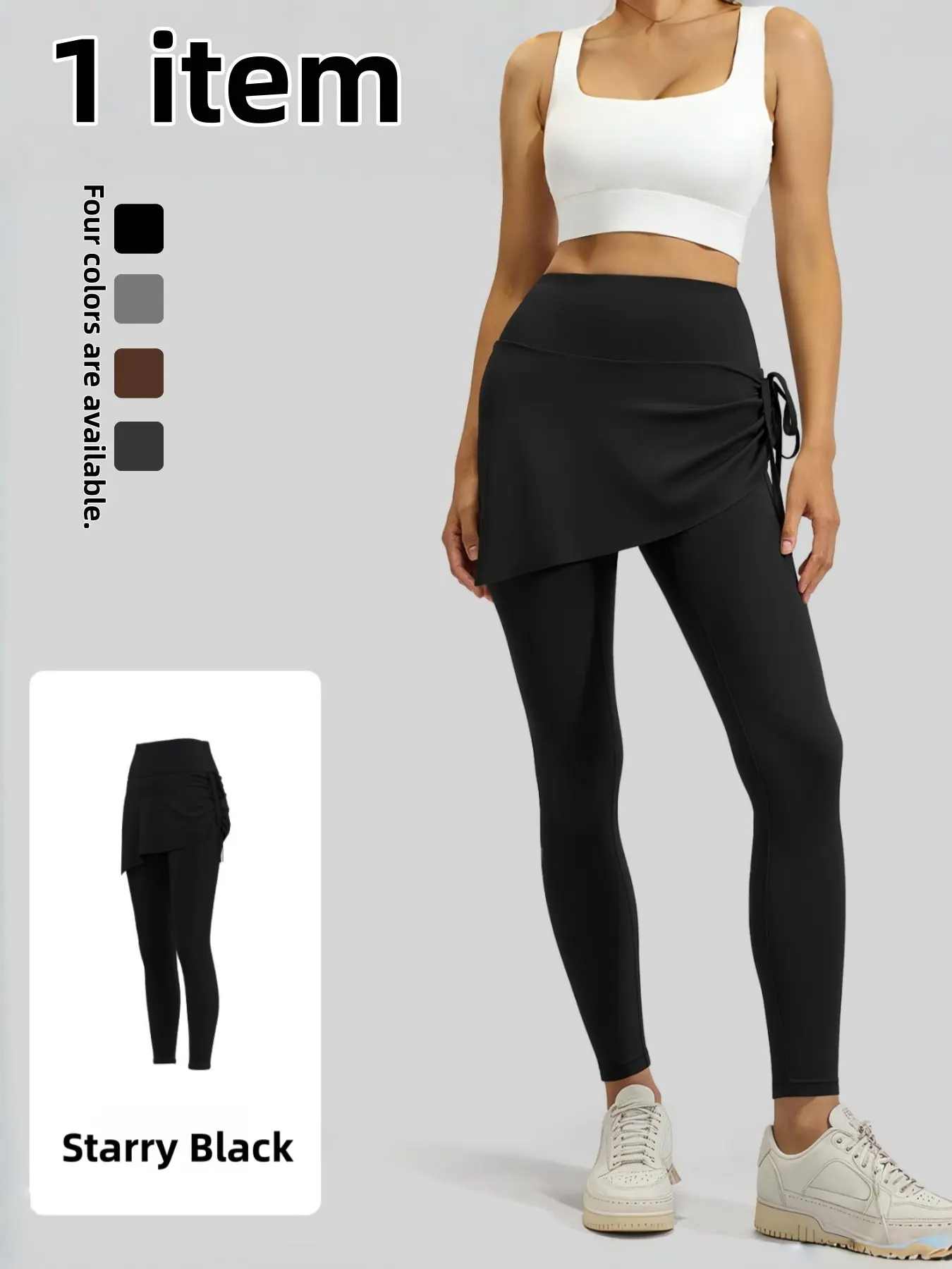 New Drawstring Pleated Yoga Skirt Pants for Women, Slim-Fit Sporty Leggings, All-Season Workout Training Gear, Conceal Rear Design, Gym Fitness Activewear
