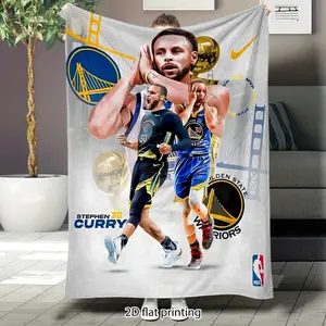 Stephen Curry Warriors basketball flannel blanket, super soft sofa blanket, large size, suitable for sofas, beds, travel, birthday and Valentine's Day themed gifts.