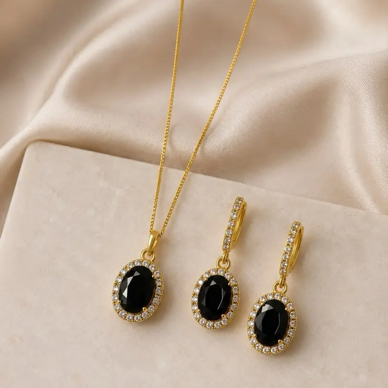 Women's 14K Gold-Filled Chain and Earring Set - Everyday, Casual Style Accessory for Women's Bottoms Outfits