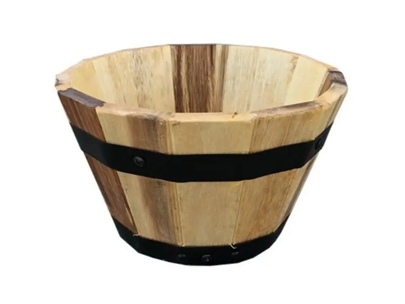 10 x 6 in. Wood Barrel Wood Planter