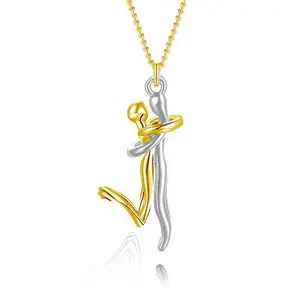 Hugging Couple Pendant Necklace, Romantic Two-Tone Love Embrace Jewelry, Perfect Gift for Anniversary, Valentine's Day, Birthday, Everyday Wear