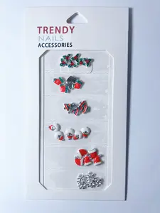 Christmas Nail Charms and Gems Packs - Themed Metal Nail Gems, Bell Snowflake Wreath Santa Claus Elk Gloves Snowman Nail Gems, Christmas Nail Jewelry for Holiday Nail Art