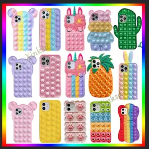 Soft Silicone Rainbow Heart Relaxing Stress Relief Cover, Cute Fantasy Cartoon Style for 12/11/X/XR