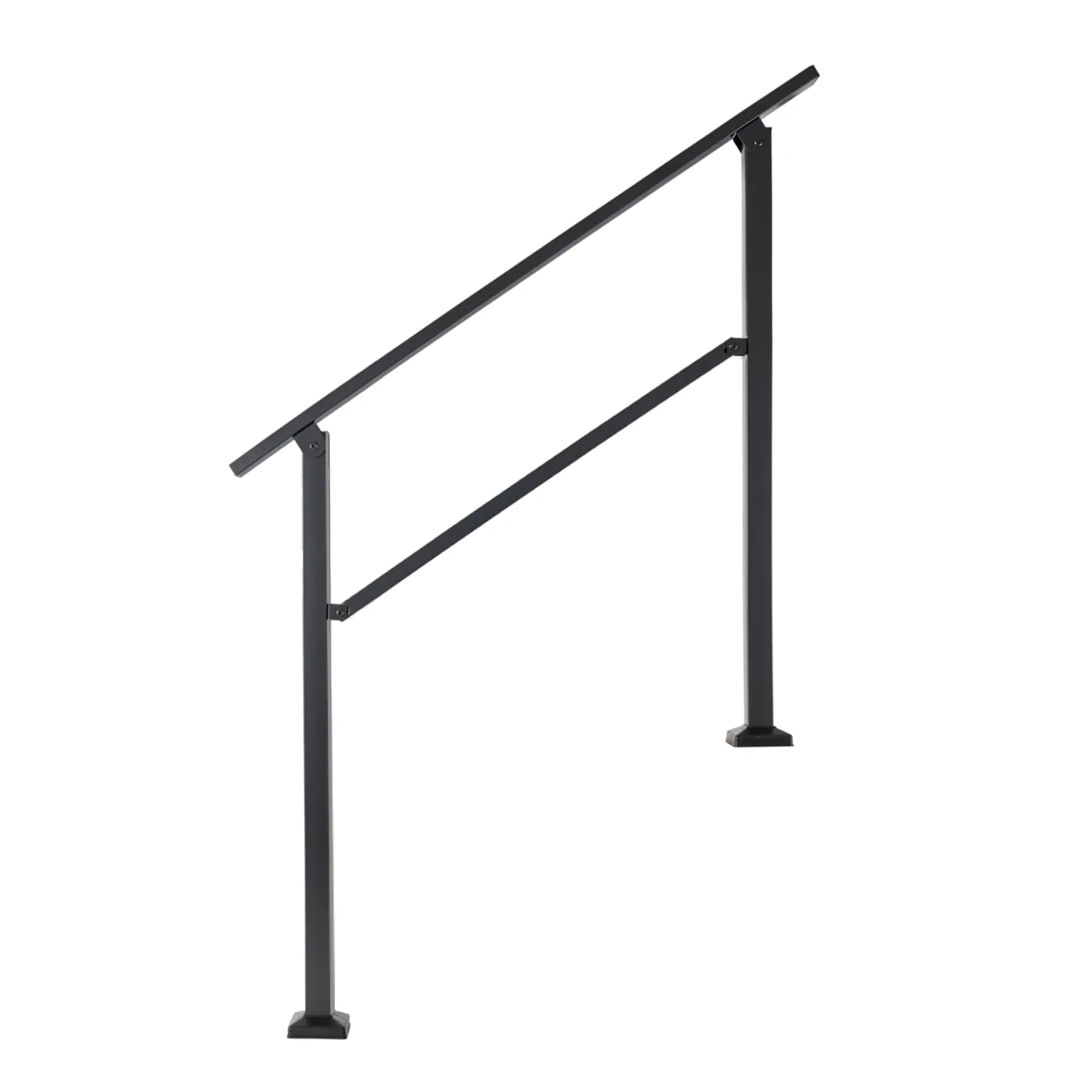 Cxforste Hand Rails for Outdoor Steps, 3 Step Handrail Stair Railing Kit, Wrought Iron Outdoor Handrails for Exterior Steps, Black Stair Handrail, Concrete & Deck & Porch Railing