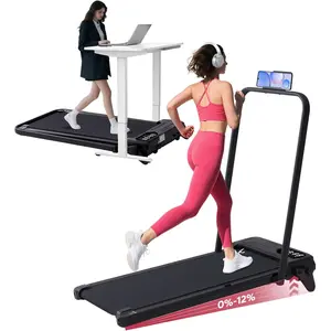 Foldable Walking Pad Treadmill with Adjustable Incline and Handle Bar, 3.5HP Portable Folding Treadmills for Home Small, 4 in 1 Under The Desk Electric Treadmill with Handles, 0.6-7.6MPH, 350LBS