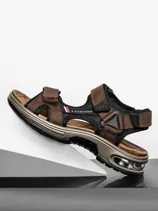 Men's Casual Open Toe Sandals, Fashionable Breathable Comfortable Sandals for Outdoor Wear, Sports Sandals for Beach, Hiking, Outdoor, Walking Shoes, Air Cushion Sandals, Strapy Sandal, Adjustable Sandals