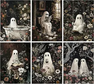5D Ghost Diamond Painting DIY Halloween Art Diamond Painting Kits for Adult Round Full Drill Diamond Art for Home Decor 1/3/4/6 PACK Unique Design