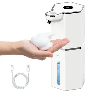 Automatic Soap Dispenser, 12oz Touchless Foaming Soap Dispenser, USB Rechargeable, 4 Adjustable Levels, Waterproof, Kitchen Gadgets, Home Essentials Hand Wall, Bathroom soap dispenser Restroom, Bathroom Accessory