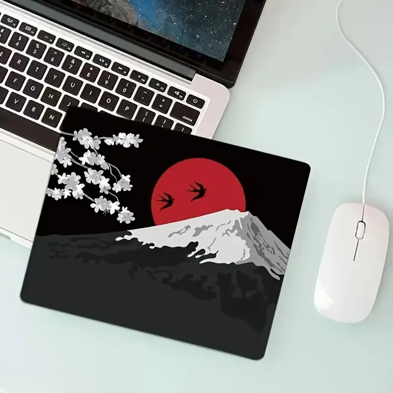 Japanese Cherry Blossom Mount Fuji Pattern Fun Mouse Pad - Multifunctional Practical Design, Suitable for Gaming, Office And Travel Abstract Art Mouse Pad, Small Size Gaming Mouse Pad, E-Sports Office Keyboard Pad, Computer Mouse Pad dormessentials