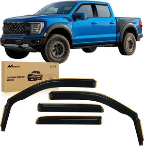 Nilight Durable Rain & Anti-Glare Vent Window Visors, 4pcs Auto Accessories for Ford F150 SuperCrew/SVT Raptor SuperCrew 2009-2014, Truck Car Exterior Chrome Trim Accessories