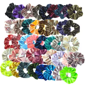 Large Colorful Velvet Scrunchies Maximum Strength High Stretch Soft Fluffy Hair Ties Random Selection