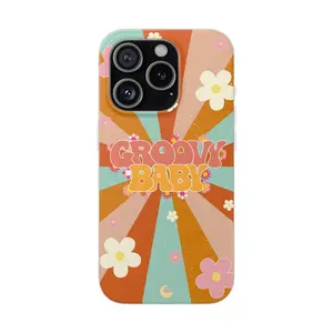 Groovy Baby iPhone Case, Retro Phone Cover, Trendy Phone Case, Floral Cell Phone Case