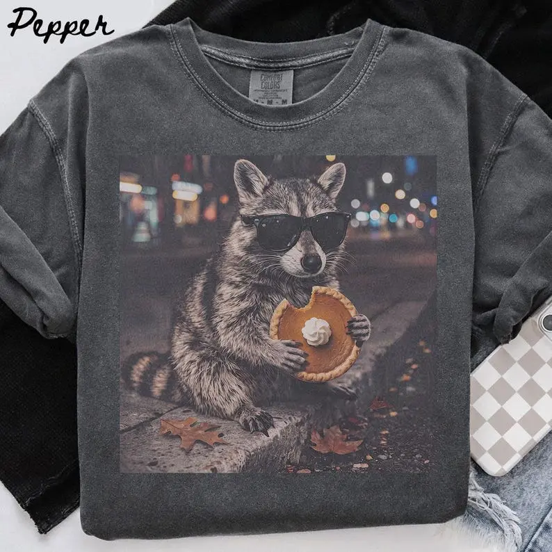Comfort Colors Pumpkin Pie Raccoon TShirt, Thanksgiving Food Lover ...