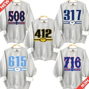 Vintage Area Code Football All Team Sport Grey Crewneck Sweatshirt, Retro 90s Graphic Style All Teams Football Shirt, Gift Fan Sport Menswear, Custom Team  VH
