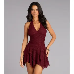 After Dark Charm Lace Halter Dress