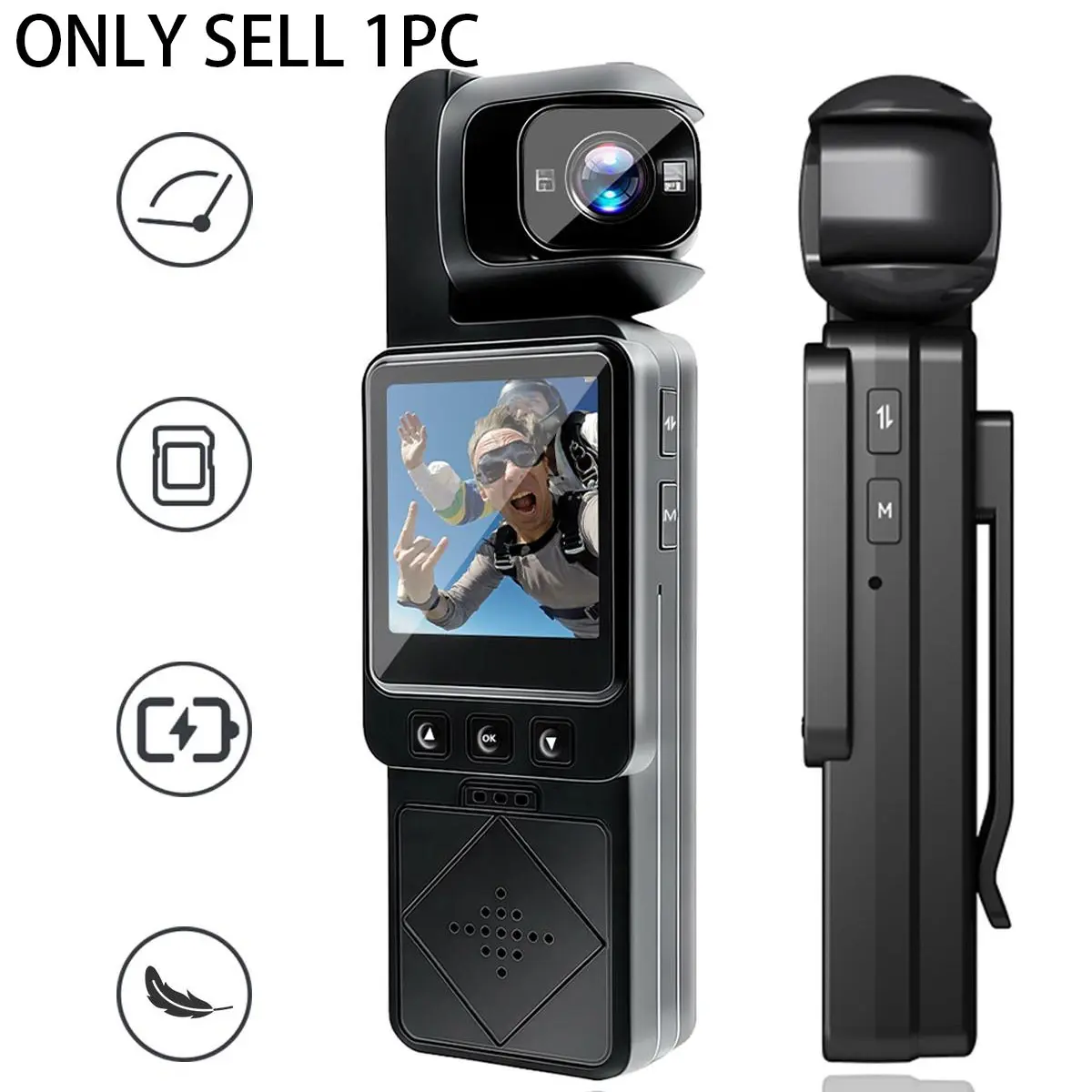 1080P Rotatable Action Camera, WiFi Wireless Recorder, 6x Digital Zoom,180°Vlog Body Video Camera, Motion Detection,Handheld Camera Recorder,POV Camera, Mini Sports DV Camera, Video Recording Camera, Portable Vlogging Camera Suitable for Outdoor, Travel