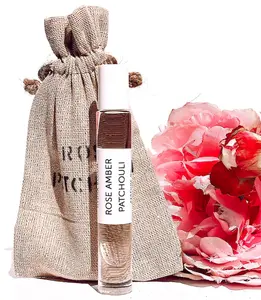Rose Amber Patchouli Roll-on Perfume Oil- Mood enhancing infused with Flower Essences made by Hydra Bloom California