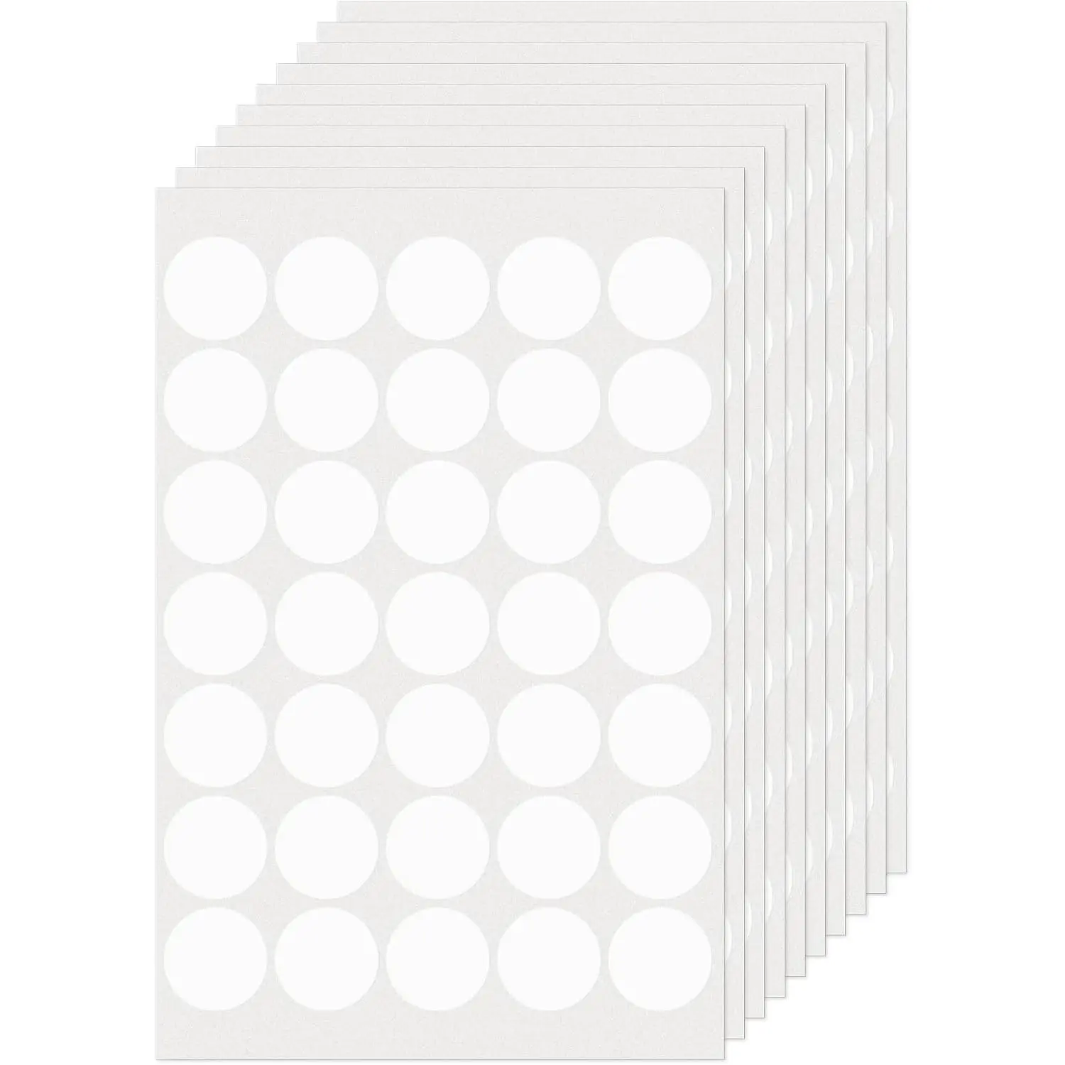 1-Inch White Dot Adhesive Vinyl Decal Stickers, Self-Adhesive Removable Round Color Coding Labels, Office Price Tags (350 Count) for Moving, Garage