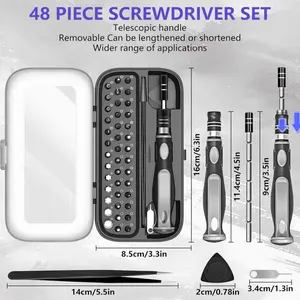 48-in-1 Precision Screwdriver Set – CRV Magnetic Driver Kit with Ergonomic Handle & Extension Rod | Durable Pocket-Size Repair Tool Set for Phone, Laptop, Glasses, Watch & Camera | DIY Handyman Gift